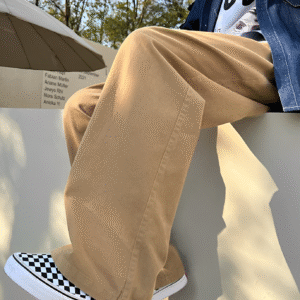 Khaki Baggy Fit Straight Leg Jeans