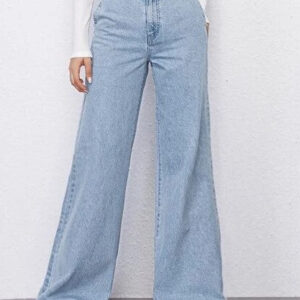 Sky Blue Fall Wide Leg High Rise Jeans