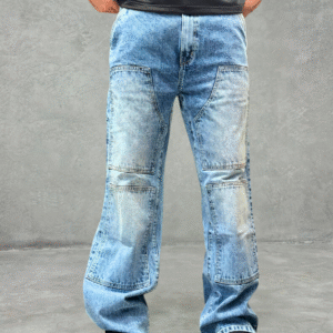 Blue Stone Wash Carpenter Baggy Jeans