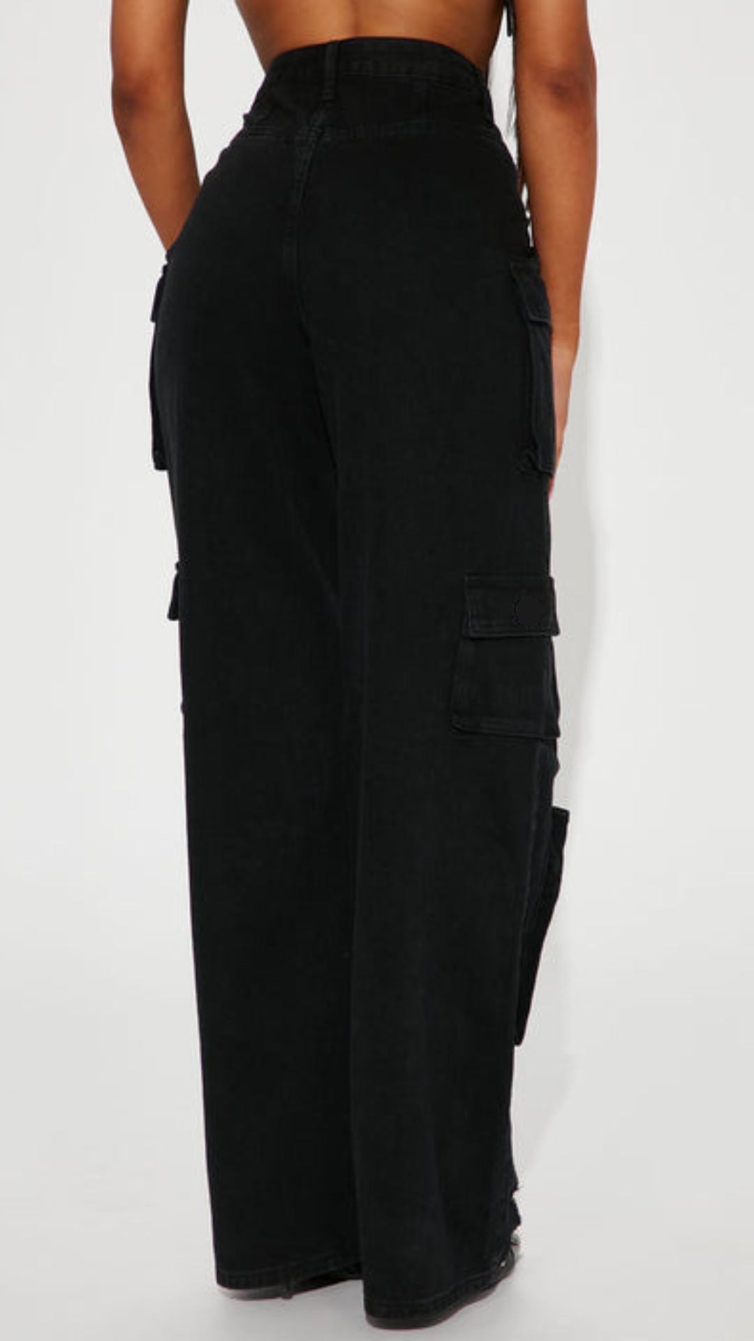 Black Distress Cargo Pants - Image 2