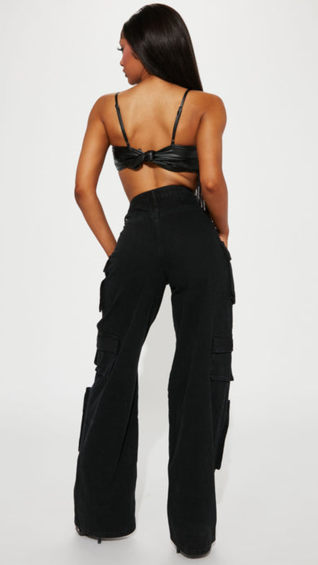 Black Distress Cargo Pants - Image 3