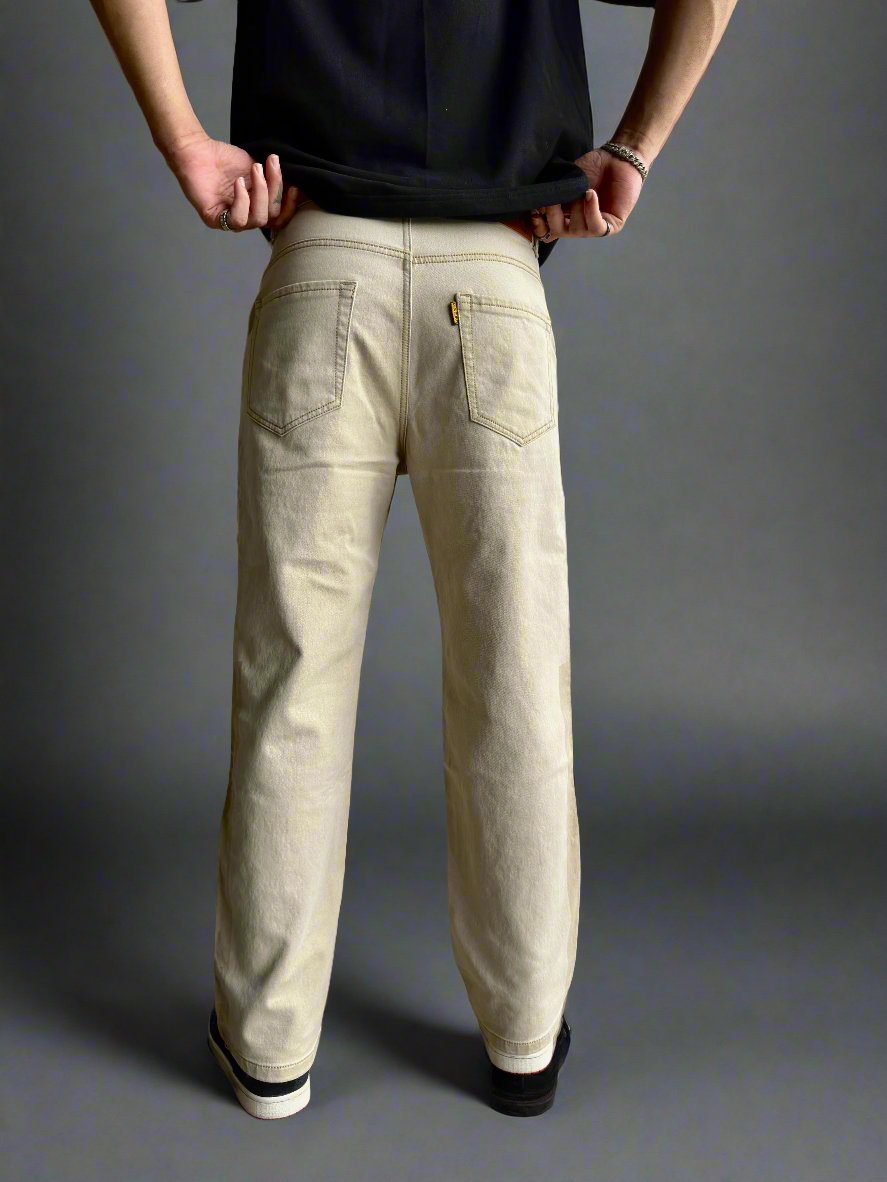 Neutral Dual Tone Loose Straight Leg Jeans - Image 8