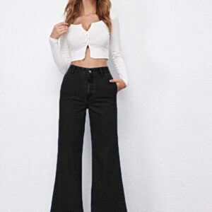 Black Plazo Fall Wide Leg High Rise Jeans