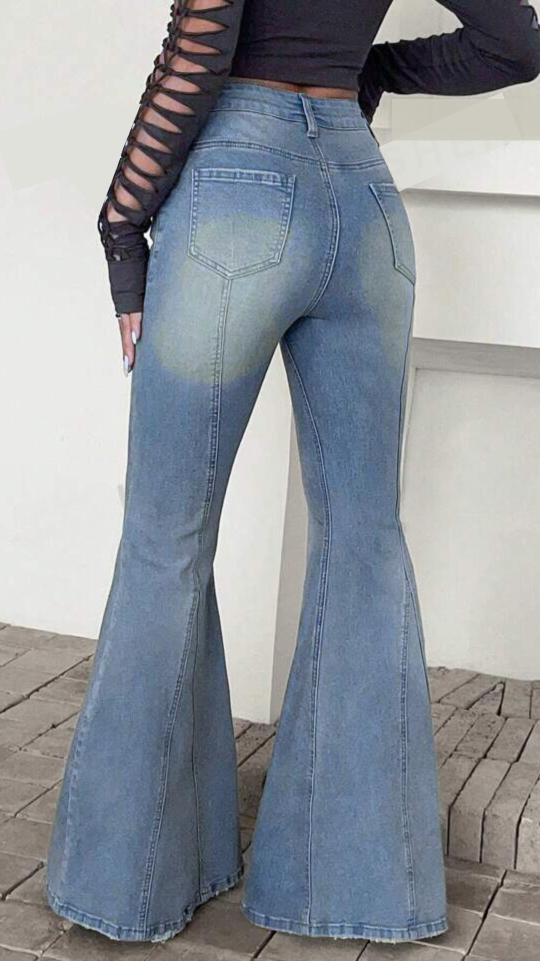 Bohemian Feels Raw Hem Stretch Flare Jeans - Image 4