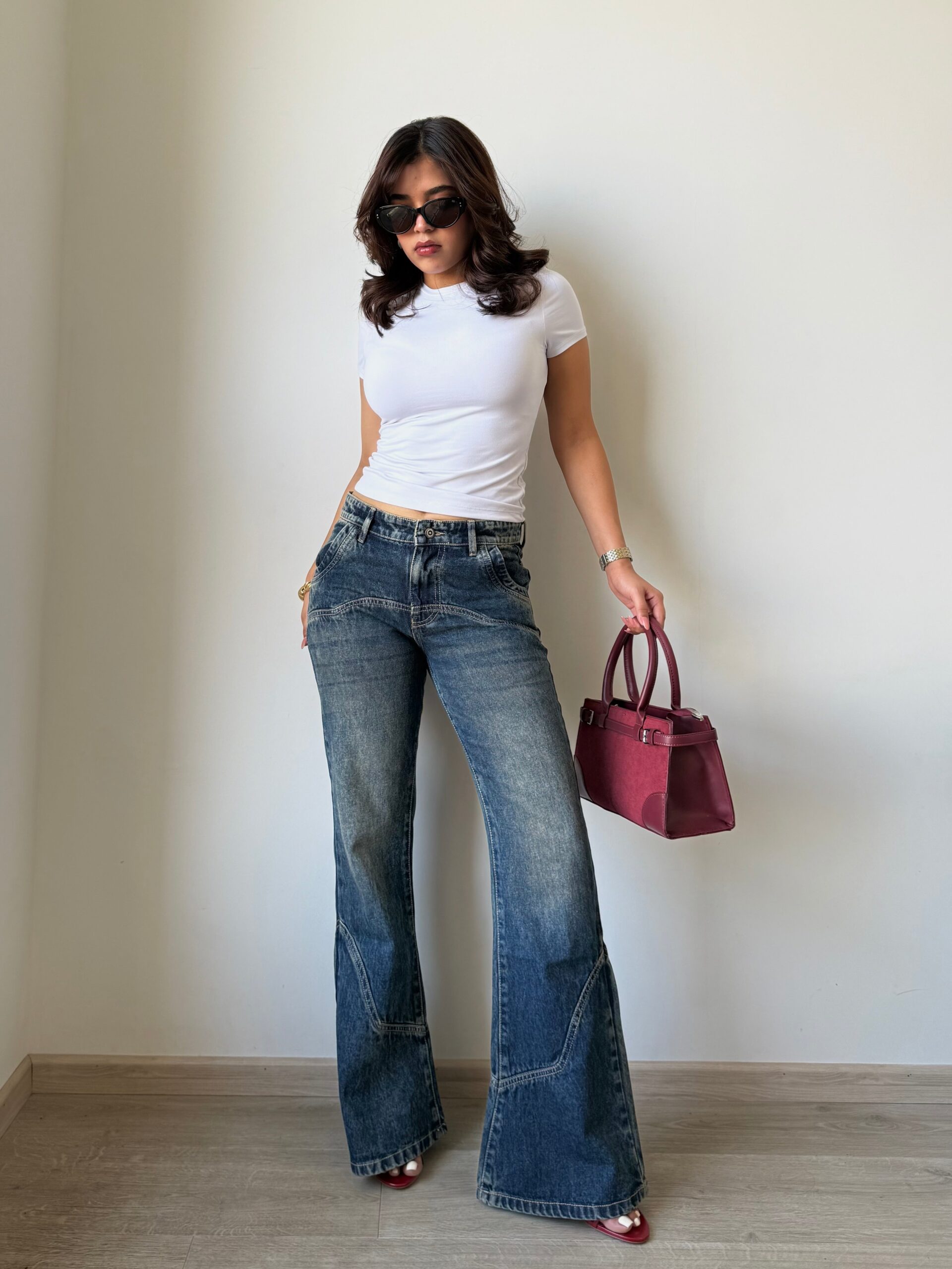 Retro Old School Flare Bootleg Jeans - Image 3
