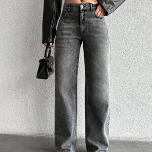 Basic Light Grey Wash Straight Leg Jeans