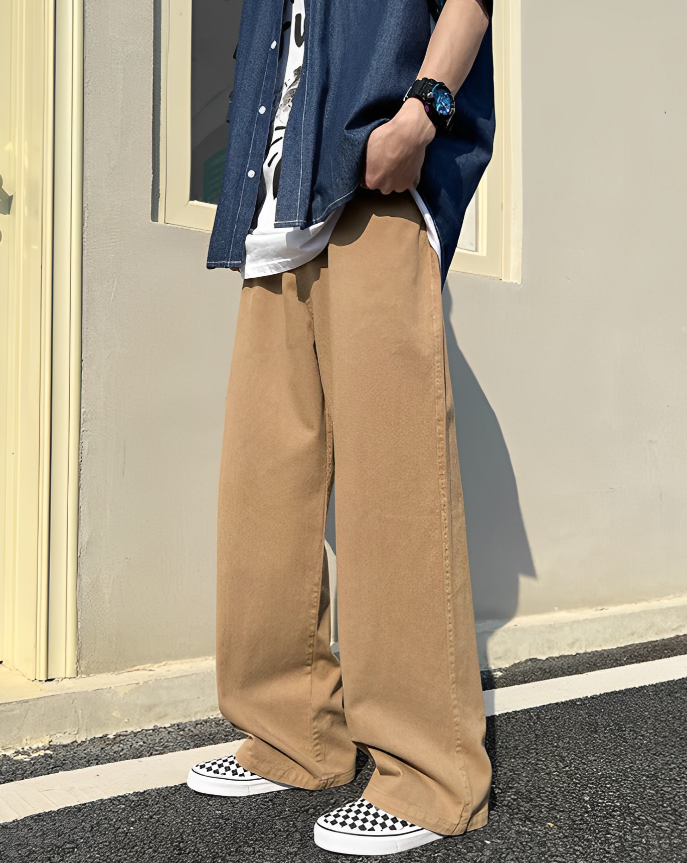 Khaki Baggy Fit Straight Leg Jeans - Image 3