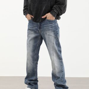 90's Front Seam Loose Fit Straight Leg Denim