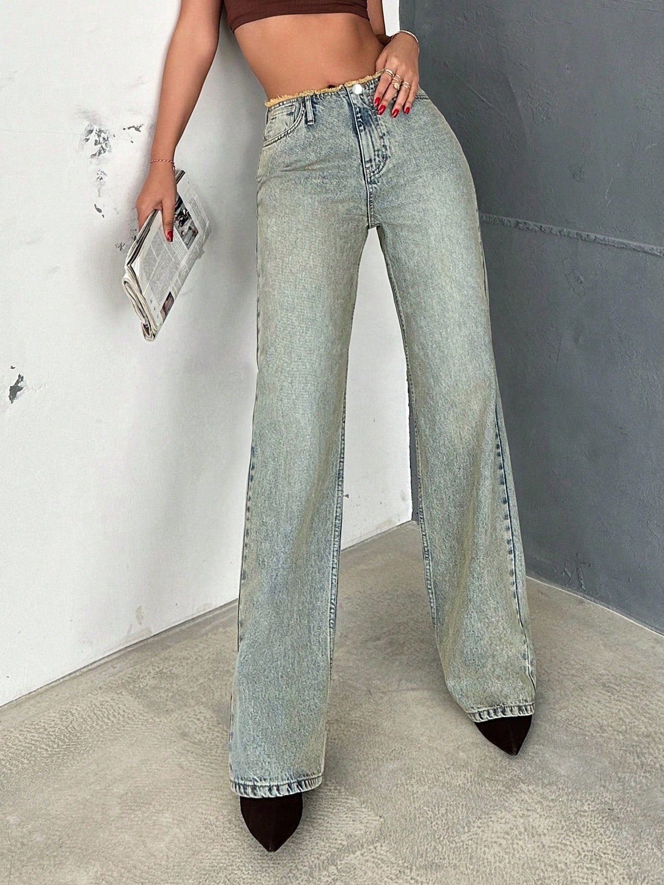 Gen X Raw Mid Rise Straight Fit Jeans - Image 6