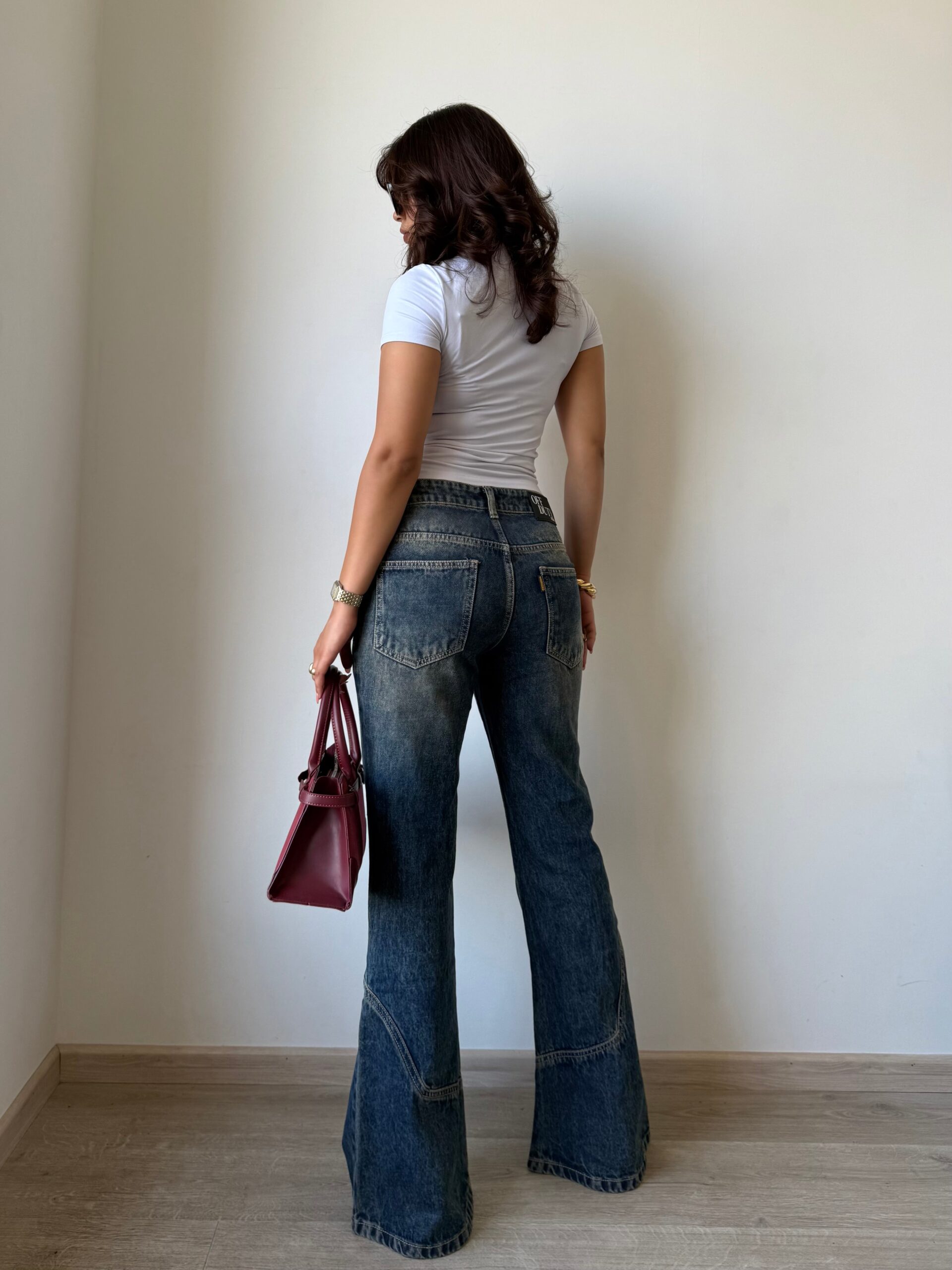 Retro Old School Flare Bootleg Jeans - Image 2