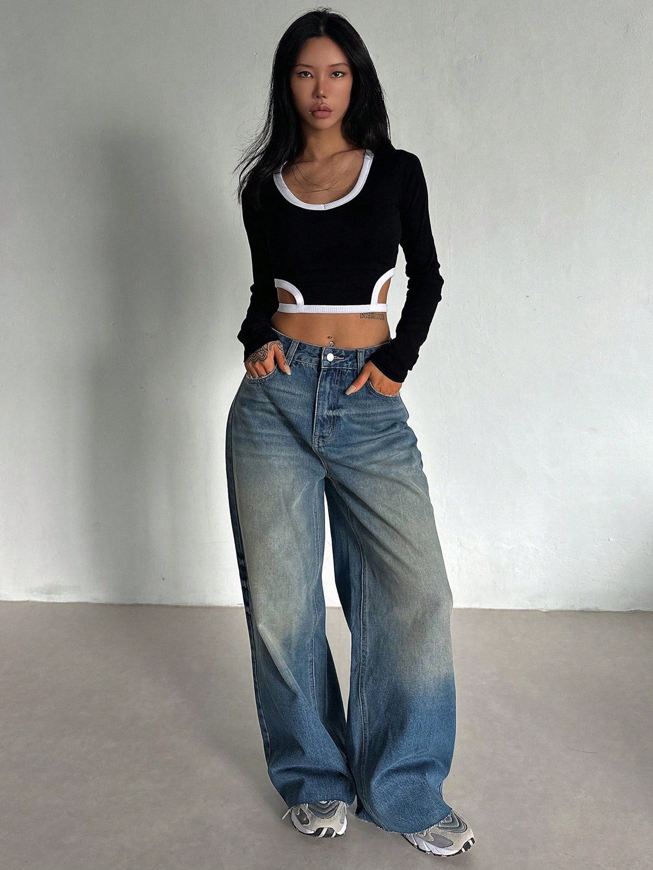 Stale Blue Baggy Wide Leg Jeans - Image 5