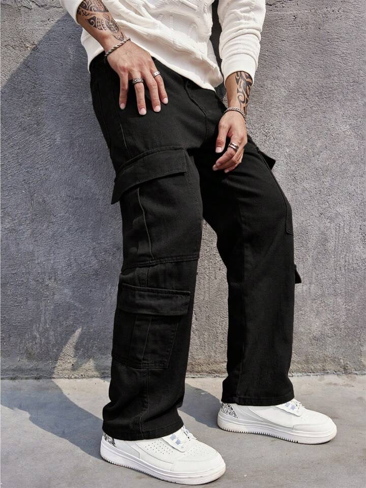 Carbon Black Men Baggy Fit Cargo - Image 4