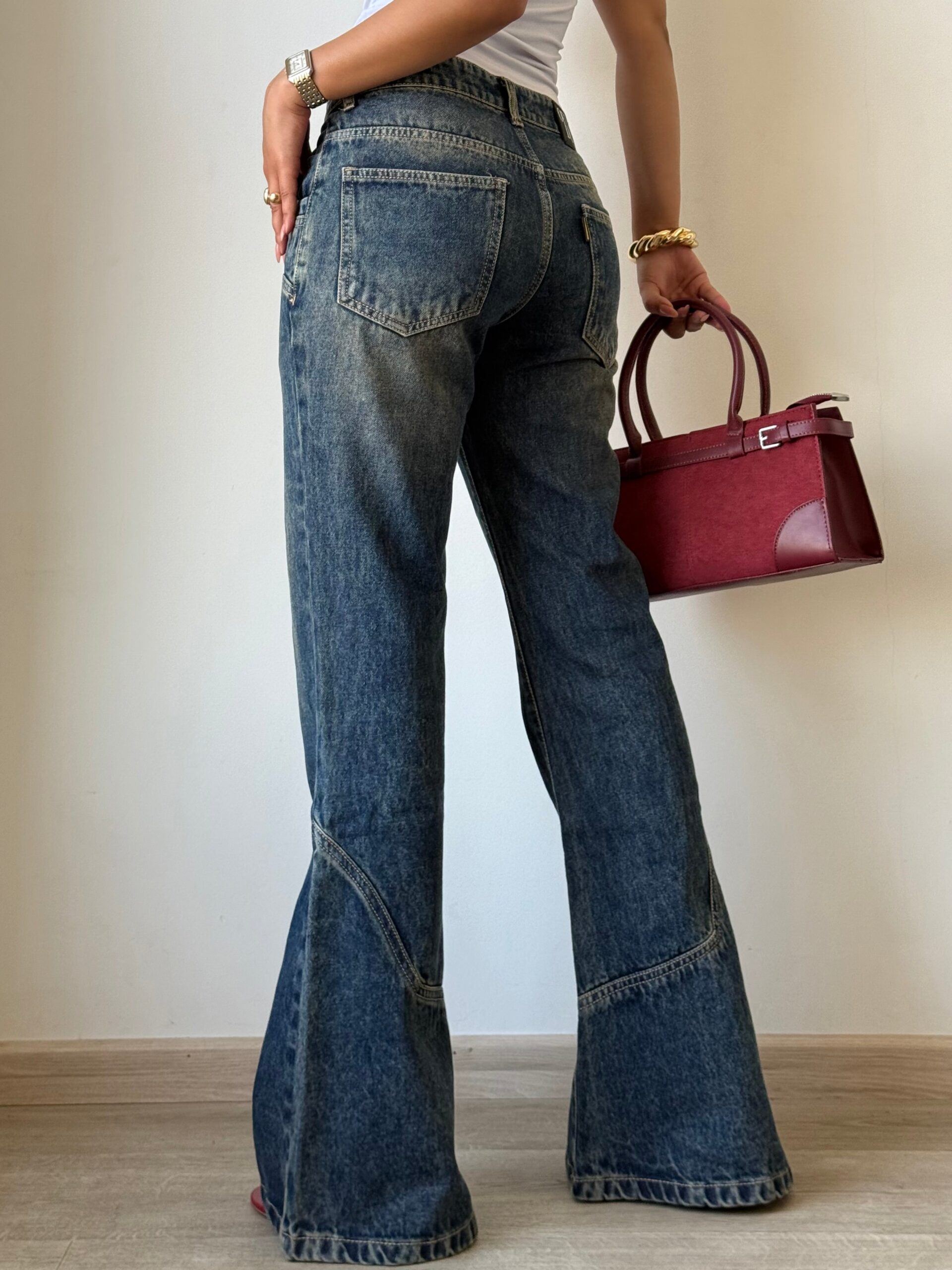 Retro Old School Flare Bootleg Jeans - Image 5