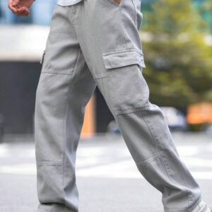 Moonstone Grey Flap Pocket Side Cargo Jeans