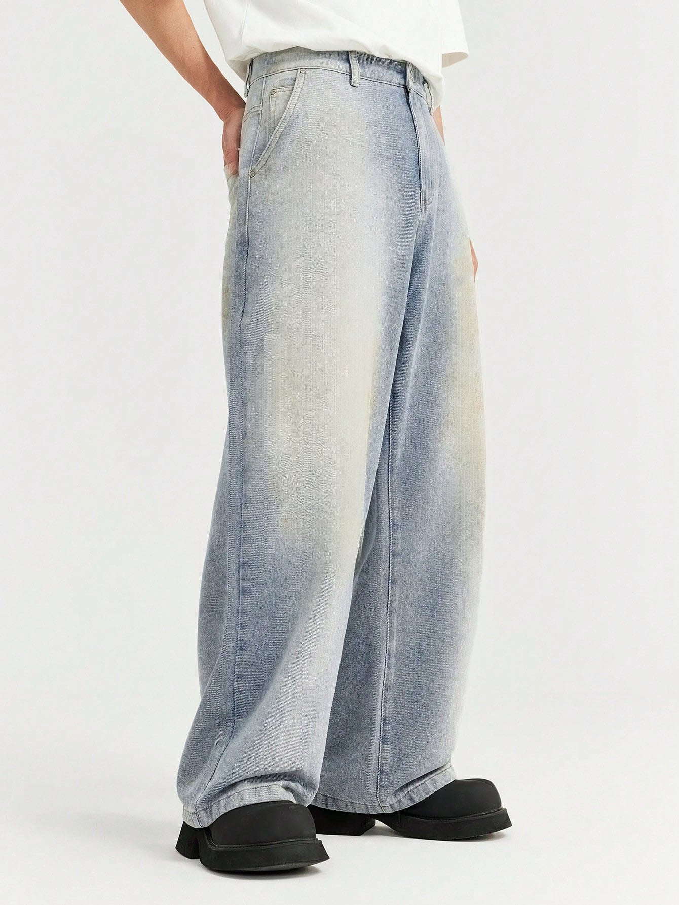 Dusty Calm Blue Wide Leg Jeans - Image 2