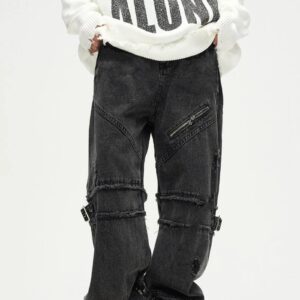 Destroyed Buckled Baggy Jeans