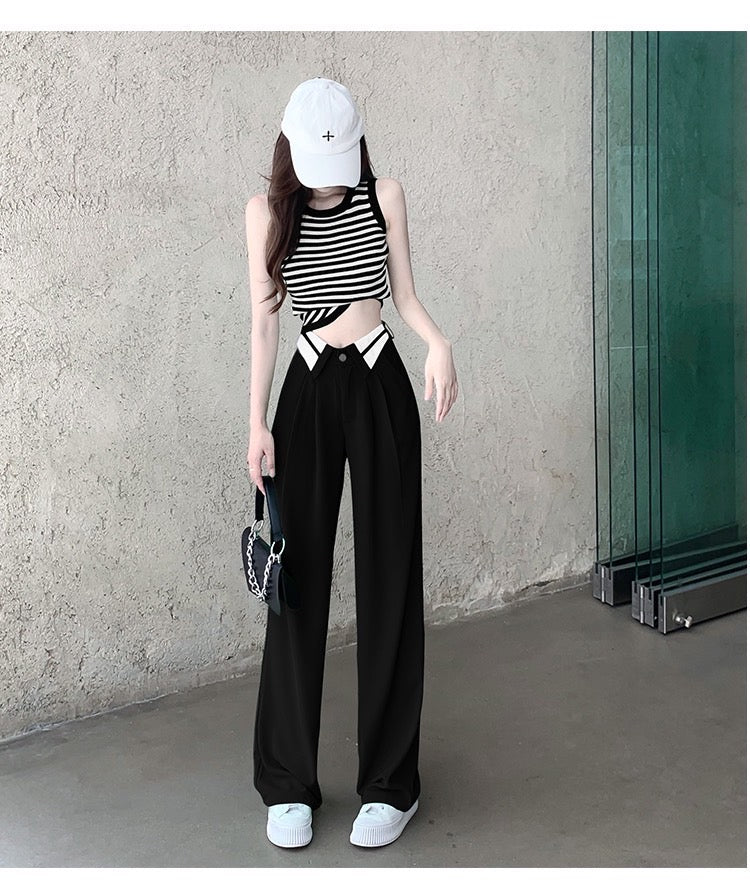 Collar Belt Korean Baggy Pant - Image 16