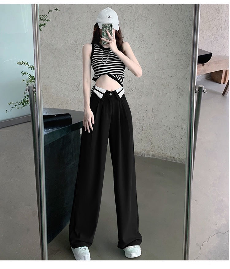 Collar Belt Korean Baggy Pant - Image 17