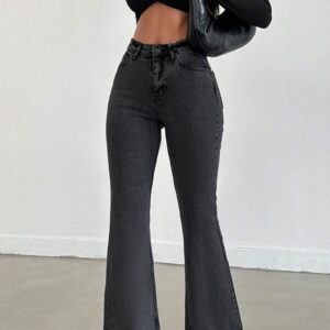Neutral Grey Bootleg High Rise Jeans