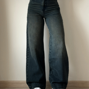 Grunge Edge Double Button High-Waisted Denim