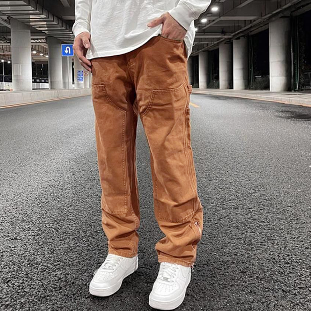 Mud Khaki Carpenter Loose Straight Jeans