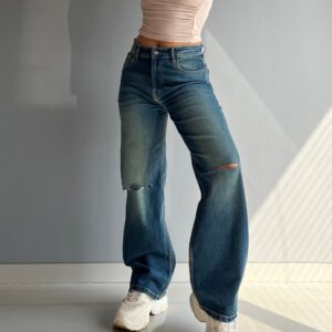 90's Blue Ripped Baggy fit Jeans