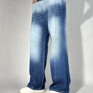 Ombre Blue Wash Baggy Wide Leg Jeans