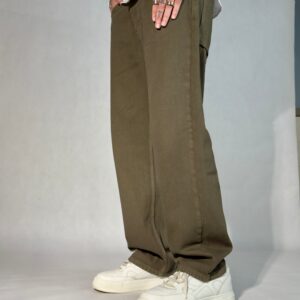 Army Green Baggy Fit Straight Leg Jeans