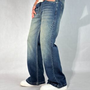 New Aged Wash Straight A Line Jeans