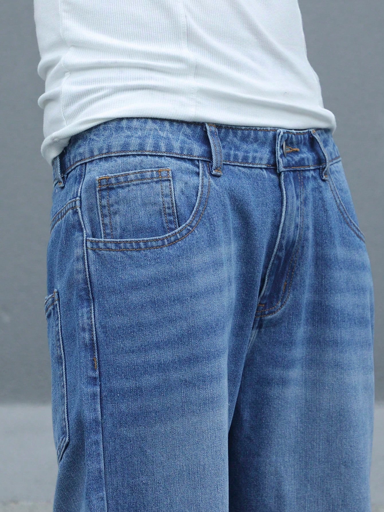 Retro Blue Wash Baggy Jeans - Image 5