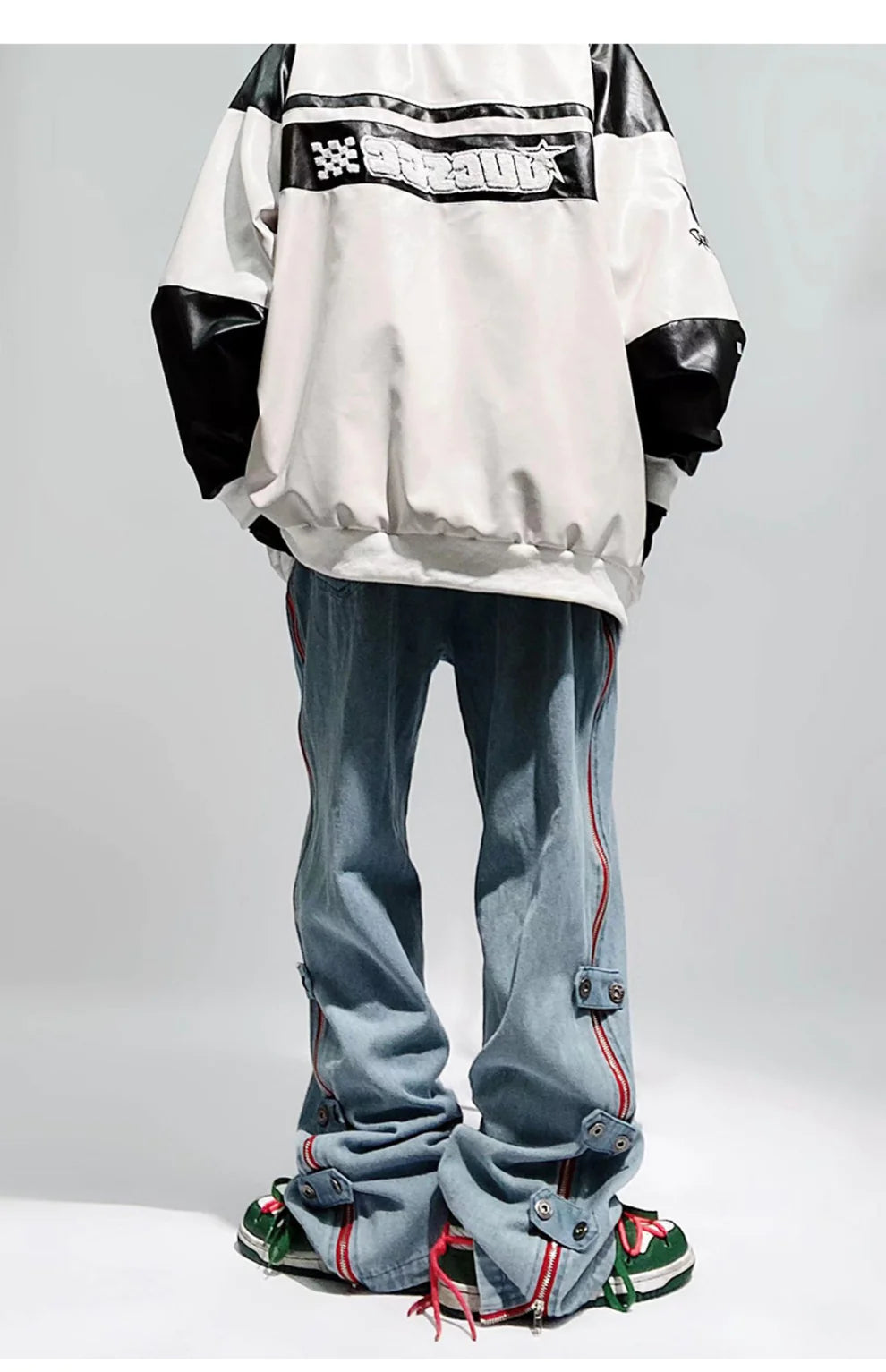 Rage Red Zipper Baggy Jogger Denim - Image 9