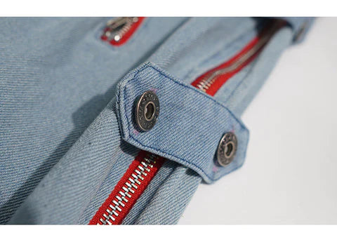 Rage Red Zipper Baggy Jogger Denim - Image 8