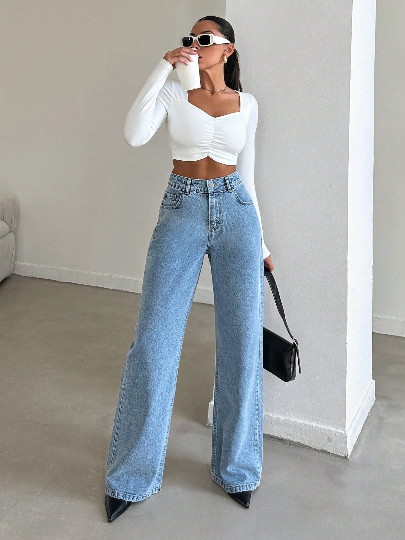 Blue Flex Stone Blue Wide Leg Jeans - Image 3