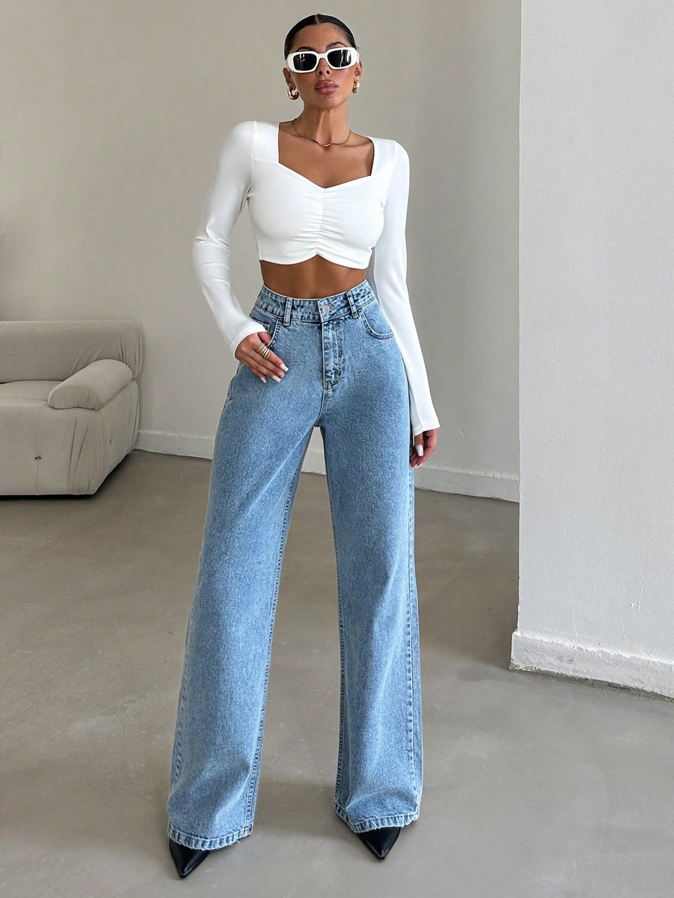 Blue Flex Stone Blue Wide Leg Jeans - Image 5