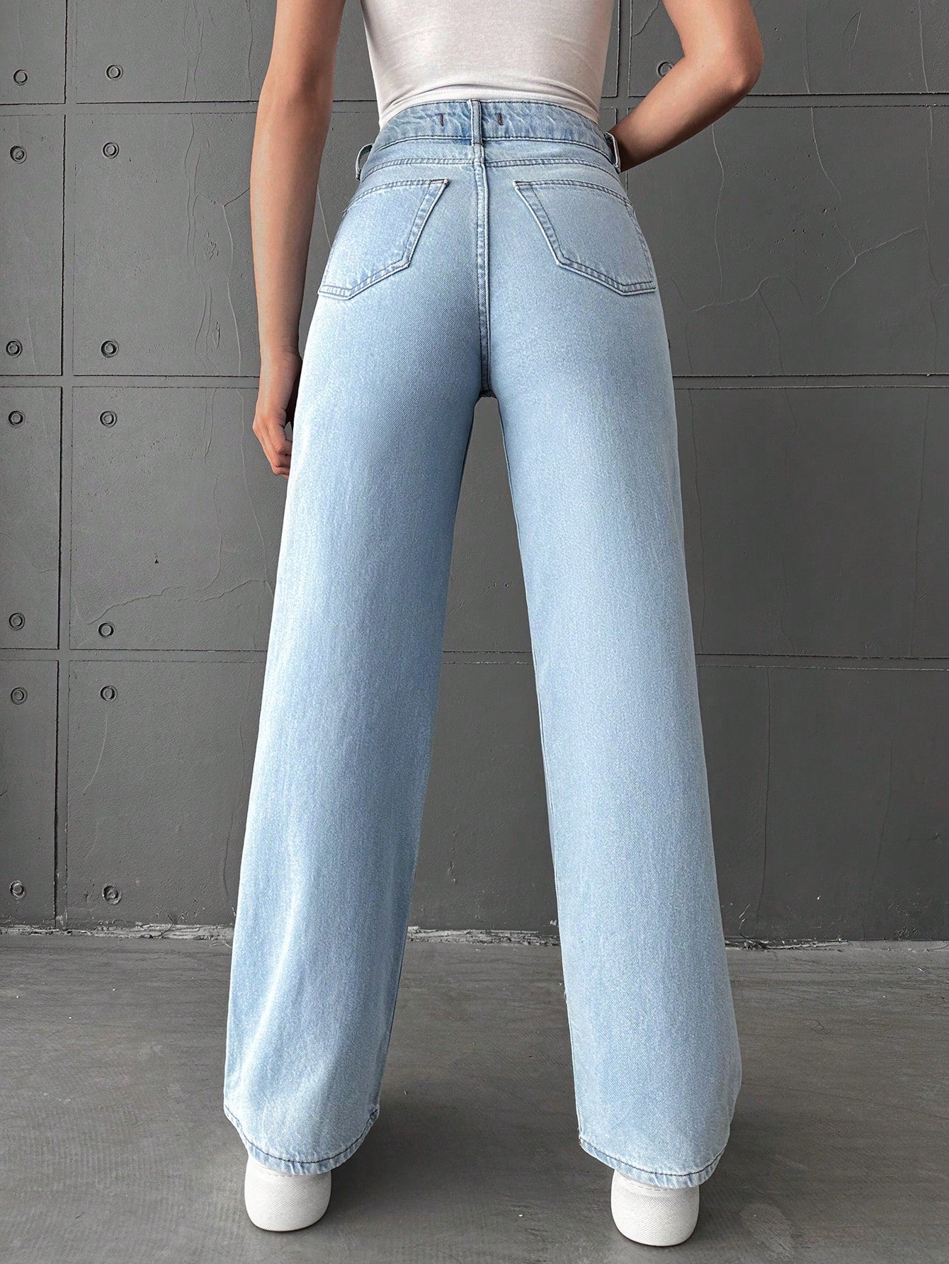 Wash Out Regular Blue Stretch Tailored Straight Leg Jeans - Image 2