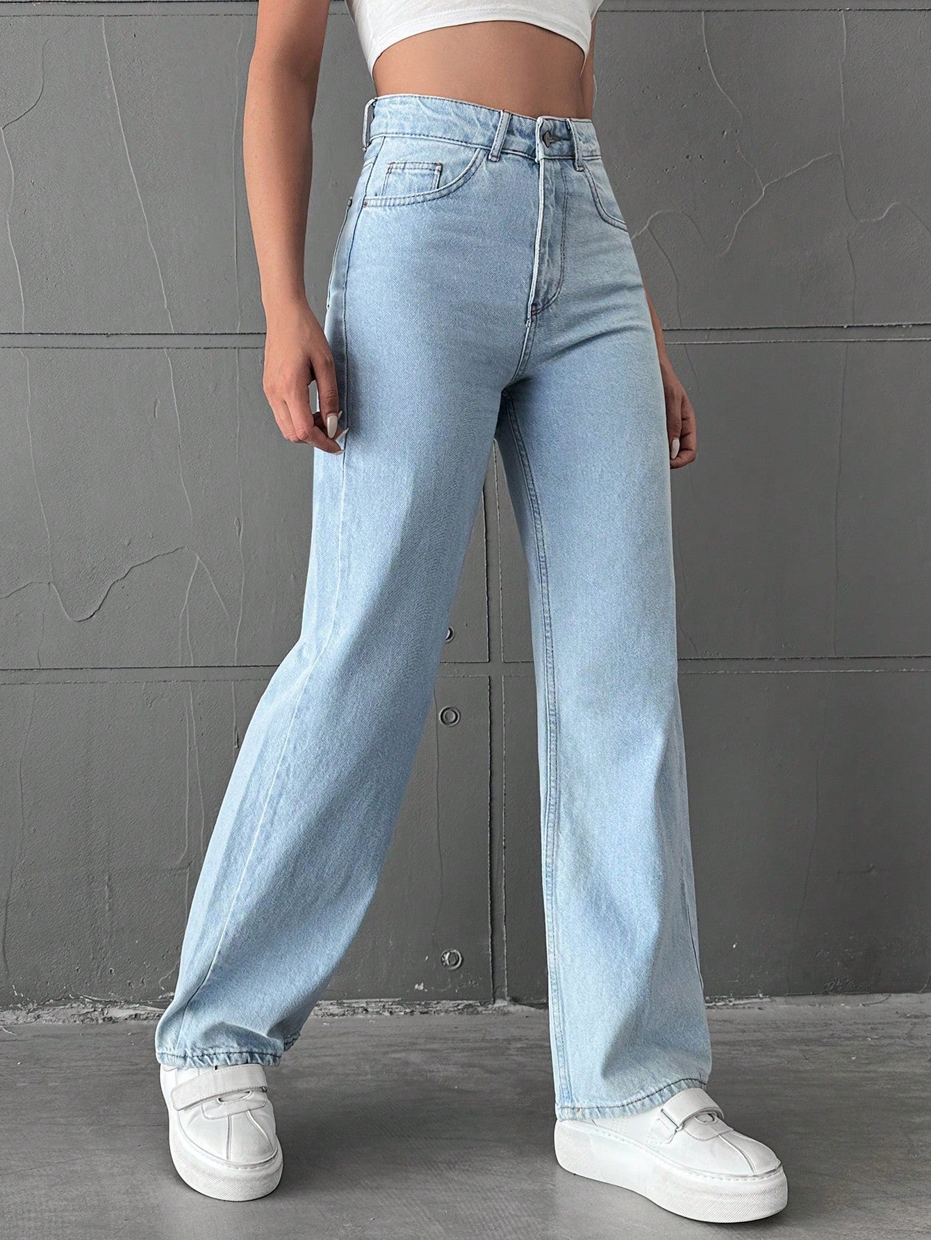 Wash Out Regular Blue Stretch Tailored Straight Leg Jeans - Image 3