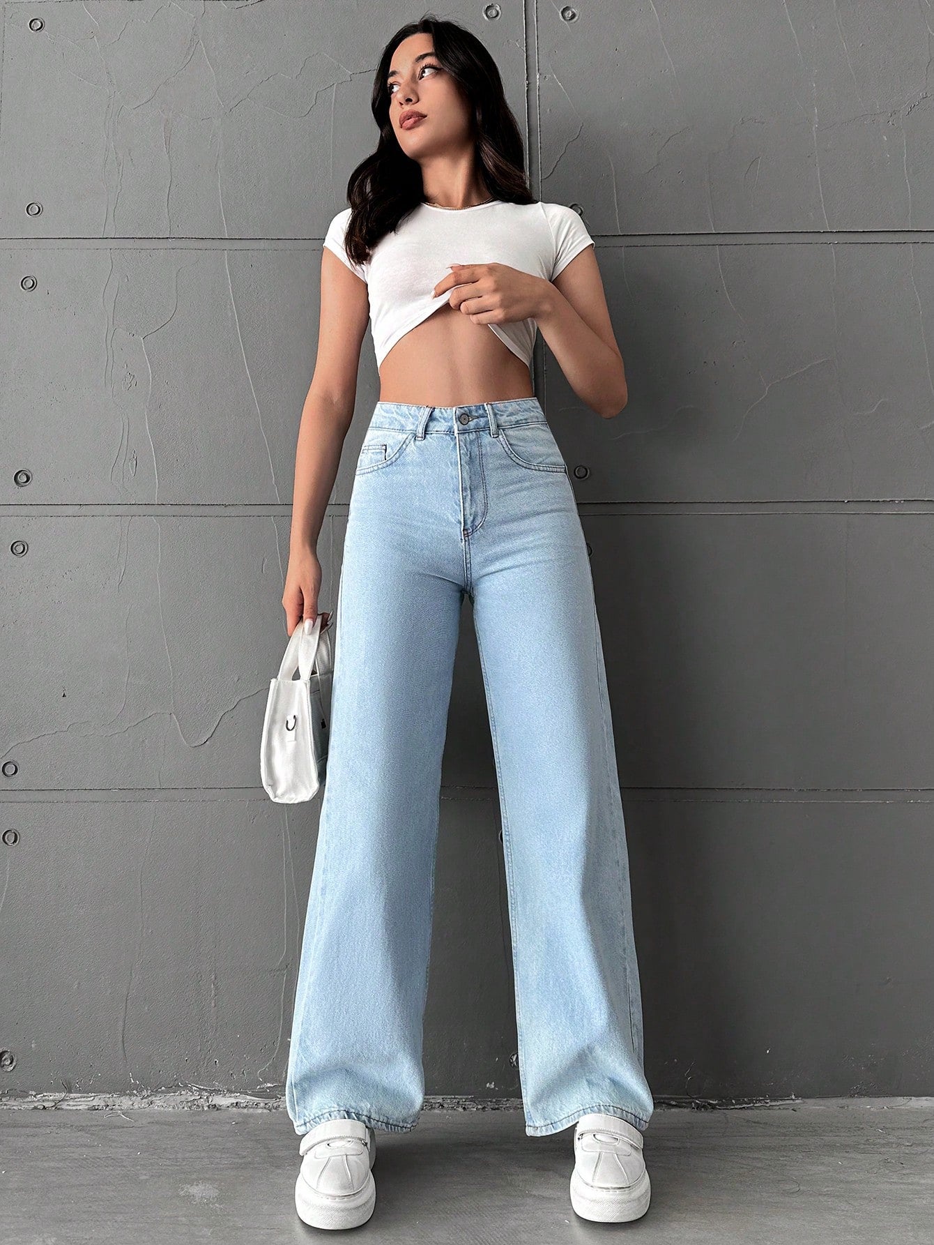 Wash Out Regular Blue Stretch Tailored Straight Leg Jeans - Image 5