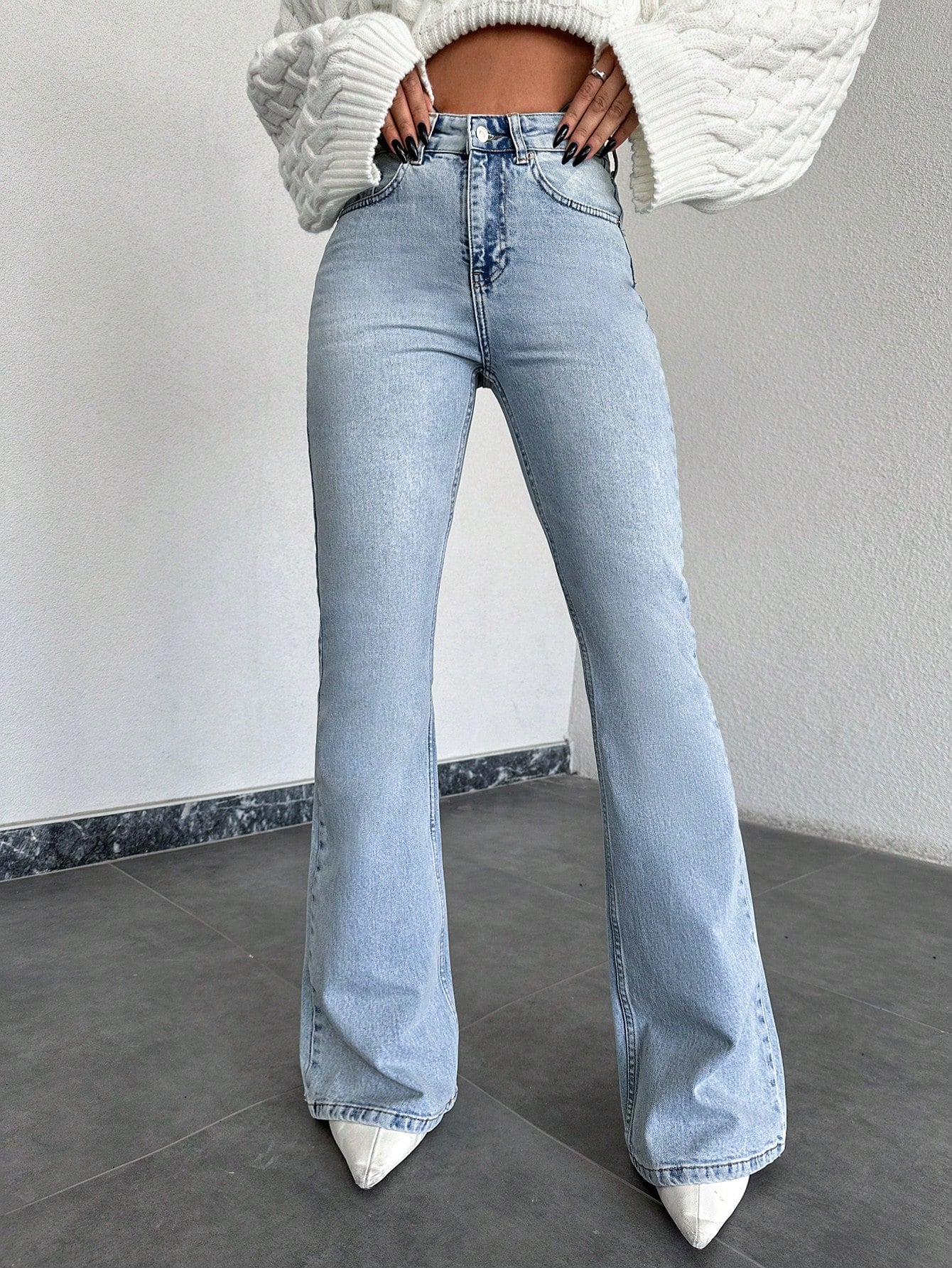 Crystal Blue Wash Tailored Flare Jeans