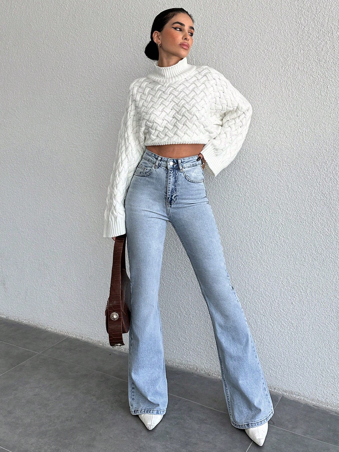 Crystal Blue Wash Tailored Flare Jeans - Image 7