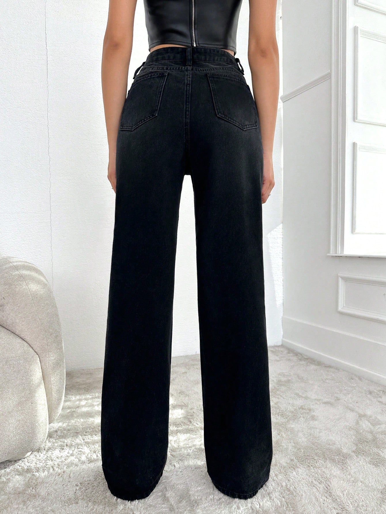 Blackish Super Rise Straight Leg Jeans - Image 2