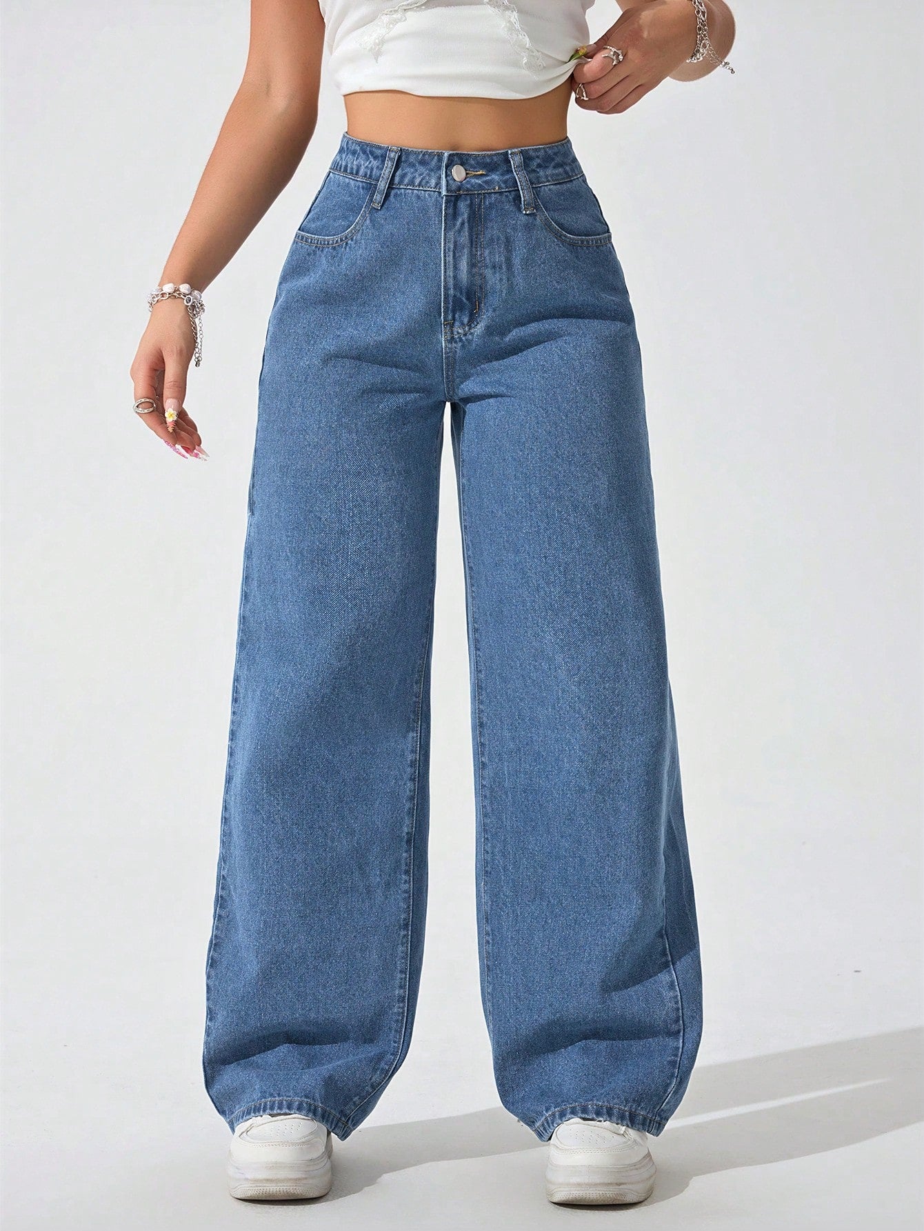 Wide Leg High Rise Jeans - Image 2