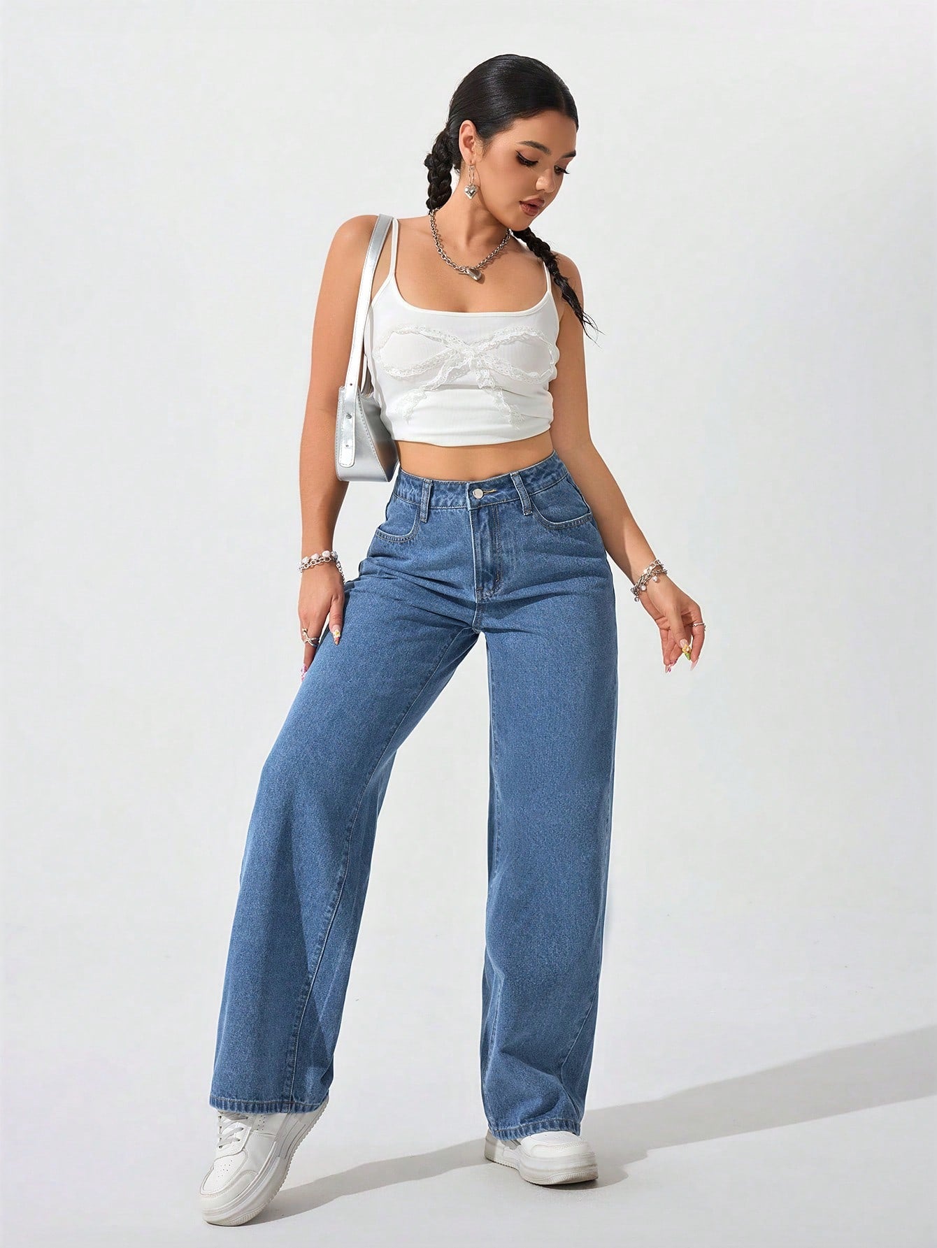 Wide Leg High Rise Jeans - Image 5