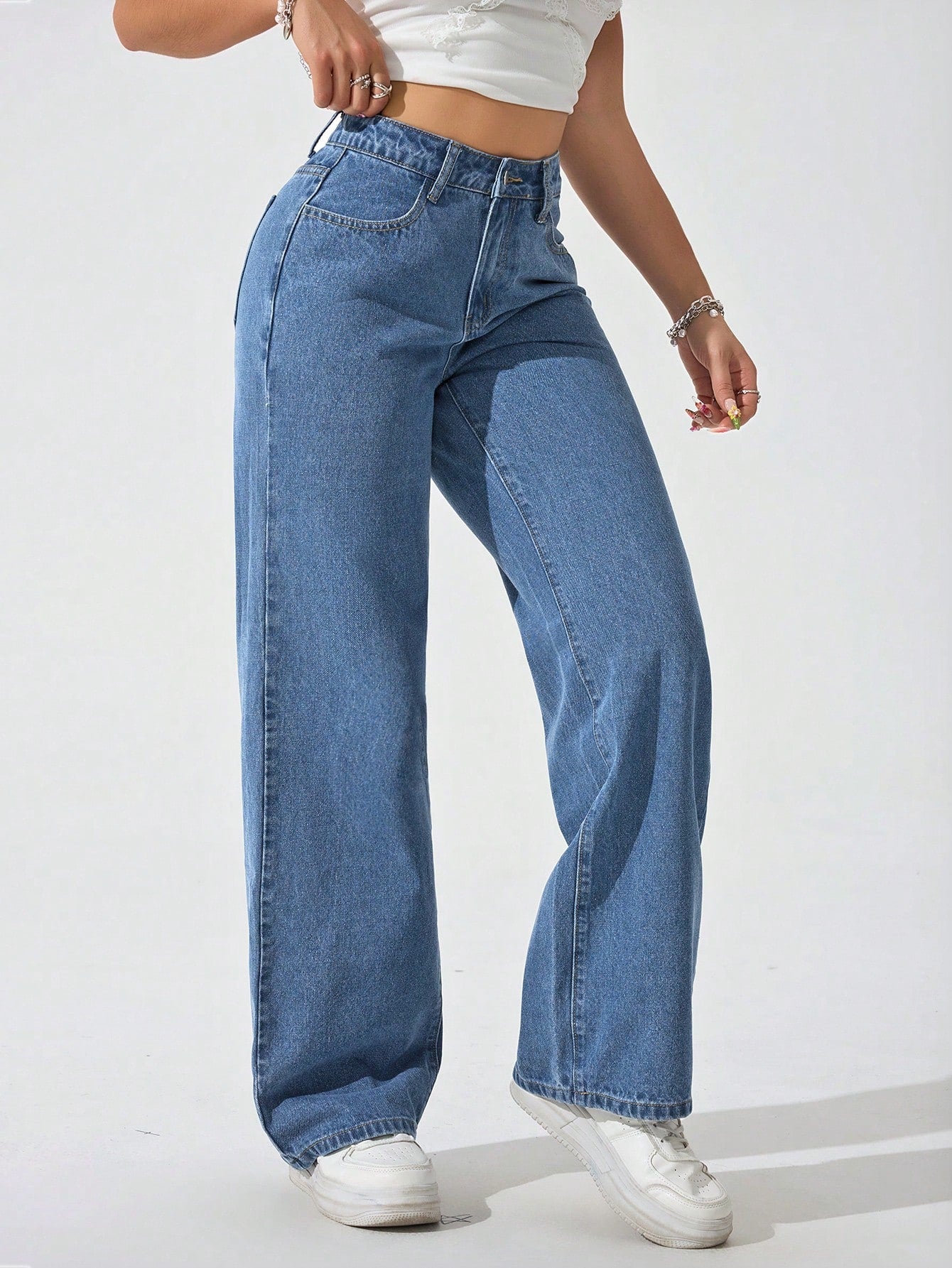 Wide Leg High Rise Jeans - Image 3
