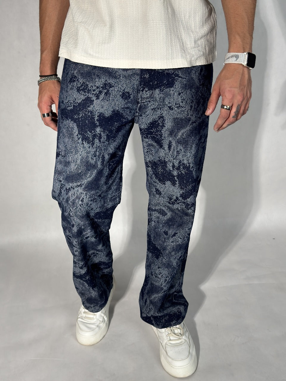 Indigo Mirage Jacquard Baggy Jeans - Image 2