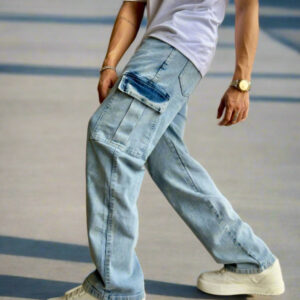 Blue Stone Faded Wash Cargo Jeans