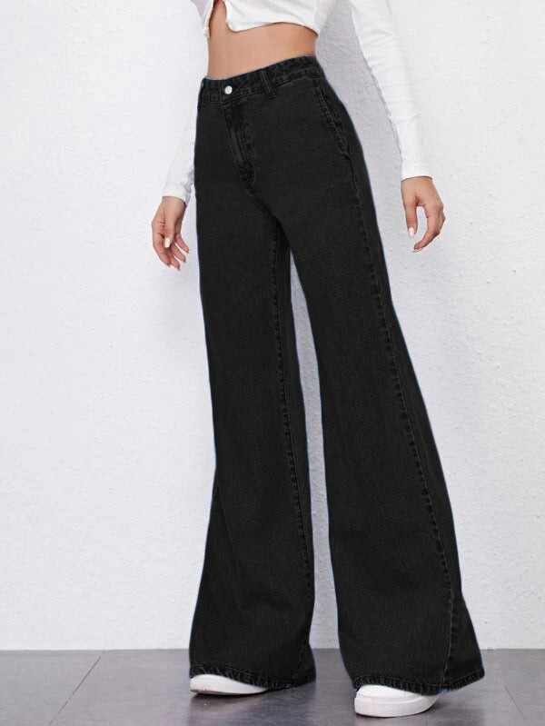 Black Plazo Fall Wide Leg High Rise Jeans - Image 3