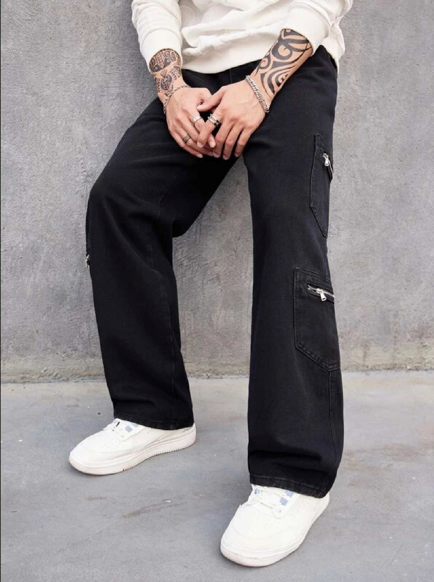 So Gangsta Zipper Pocket Black Men Cargo - Image 3