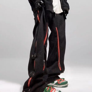 Rage Red Zipper Baggy Jogger Denim