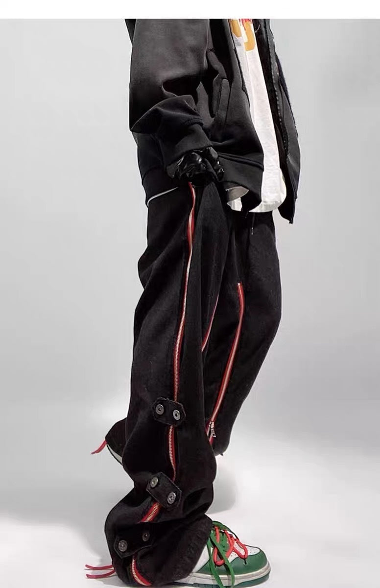 Rage Red Zipper Baggy Jogger Denim - Image 4