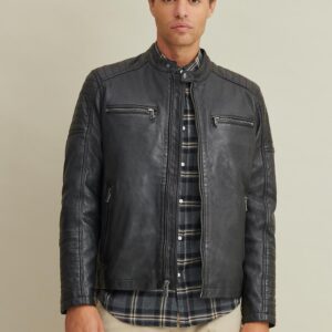 Classic Black Leather Jacket :- Charmshilp